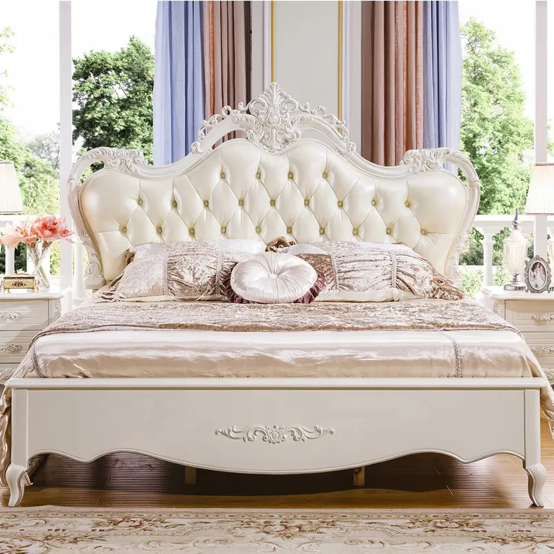 New American antiken Stil Royal Möbel Bett echte Schaum klassische Master King Schlafzimmer Set Luxus