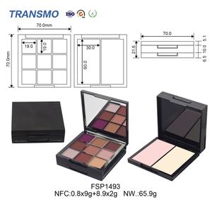 Boîtes en PET personnalisées avec logo imprimé pour fard à joues et fard à paupières, 0,8g*9+8,9g*2, contenants cosmétiques vides en plastique pressé, vente en gros - Product Image 2