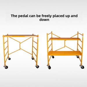Plateforme d'échafaudage mobile pliable en aluminium avec freins, chariots à roulettes, échafaudage de construction portable, établi et <span class=keywords><strong>plateau</strong></span> à outils - Product Image 4