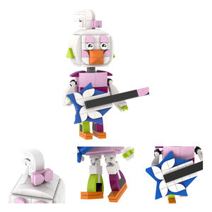 MOC1655-1658 Glamrock Freddy Glamrock Chica Montgomery Gator Roxynne Wolf <span class=keywords><strong>FNAF</strong></span> jeu d'ours de nuit bricolage blocs de construction enfants jouets - Product Image 4