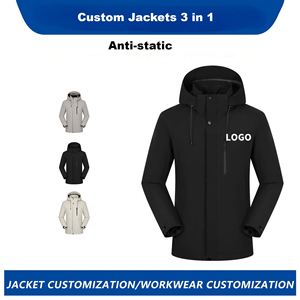 Promotional 3 in 1 Down Lining <b>Jackets</b> With Custom Logo Detachable Hood for Employees Team Building Sport Events - Product Image 4