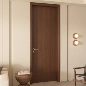 Fabricante al por mayor de puertas de madera maciza de nogal lacadas para interiores puertas planas modernas de apertura lateral impermeables de madera natural - Product Image 4