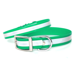 Hohe Sichtbarkeit Reflektierende Sicherheit Wasserdichtes <span class=keywords><strong>Tpu</strong></span>-beschichtetes Gurtband Haustier halsband Langlebiges verstellbares <span class=keywords><strong>Tpu</strong></span>-Hunde halsband - Product Image 1