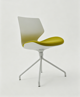 Chaise de bureau, de conférence, d'ordinateur, de bar, de salle à manger haute ou de réception, simple, moderne, réglable, pivotante, en plastique, avec assise en tissu, sans dossier en arc