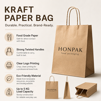 Sacs en papier kraft pour aliments, emballage de livraison à emporter rapide, marron de qualité alimentaire, unités