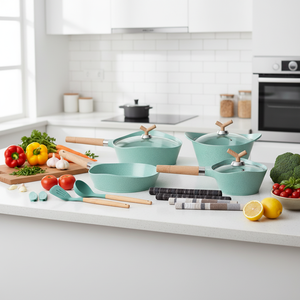 Directo de fábrica, recién llegado, serie <span class=keywords><strong>Jade</strong></span>, juego de utensilios de cocina de inducción de cerámica, diseño moderno ecológico, antiadherente - Product Image 1