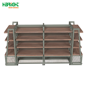 Estante de pan de doble cara de primera calidad, soporte de exhibición de metal y madera para escaparate de productos de supermercado, Servicio Ligero - Product Image 3