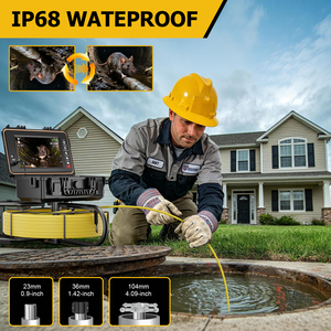 Caméra <span class=keywords><strong>d</strong></span>'inspection de canalisation industrielle portable DVR 32 Go 512 Hz à auto-nivellement 1080P pour plomberie, égouts et drains - Product Image 6