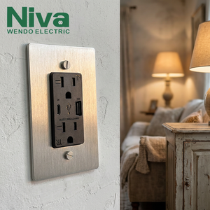 American Standard Vintage Brass Sockets OEM <strong>Wall</strong> <strong>Light</strong> <strong>Switches</strong> Solid Brass Panel US Style Home Socket <strong>with</strong> UBS Type-c Port - Product Image 5