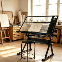Table de Dessin Professionnelle en Promotion avec Plateau en Verre Inclinable pour Bureau d'Architecture