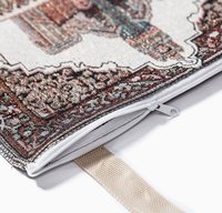 Tapis de prière floral rembourré en polyester avec sac de transport, antidérapant, tapis musulman Sajjadah pliable et portable pour la maison et les voyages