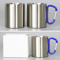 Vente en gros de tasse de camping de sublimation de 300ml tasse en acier inoxydable avec poignée tasse de camping à café réutilisable personnalisée avec logo