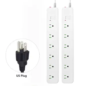 OEM EE. UU. Americano Cable de extensión eléctrica 6 Salidas de CA Regleta de alimentación Protector contra sobretensiones Enchufe de pared Placa de extensión eléctrica