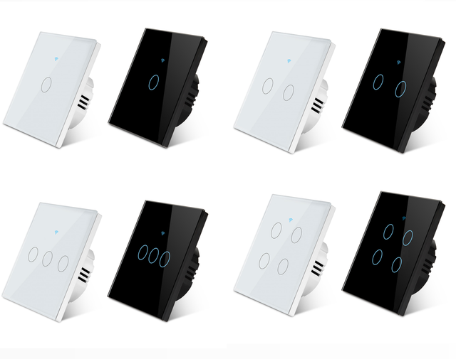 Double Pole Smart Light Switch Toughened Glass Touch U.S. Wifi Zigbee 1/2/3/4 Gang Wall Switch Home Voice ABS