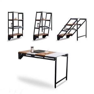 <span class=keywords><strong>Table</strong></span> pliante gain de place 2 en 1, étagère murale, <span class=keywords><strong>table</strong></span> <span class=keywords><strong>convertible</strong></span>, cadre en fer avec ressort à gaz - Product Image 2