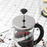 Cafetière à piston manuelle en verre borosilicate 600ml/800ml/1000ml, avec couvercle à piston, sans BPA