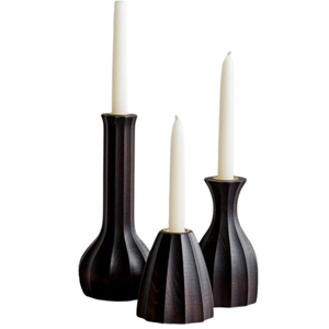 Ensemble de trois bougeoirs en bois pour la maison Bougeoir décoratif d'intérieur en bois d'acacia fait à la main pour la maison - Product Image 3