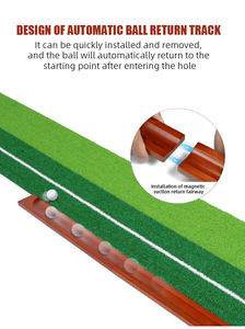 PGM 3M/3.5M गोल्फ डाल चटाई डालने ट्रेनर्स स्वत: वापसी रेल के साथ देवदार की लकड़ी और कृत्रिम मैदान - Product Image 6