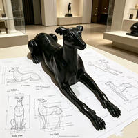 Statue de chien Greyhound en bronze et acier inoxydable, taille réelle, moderne, moulée en 3D, couleur personnalisée, taille sur mesure, art de jardin extérieur, objet de collection