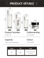 Juego de Envases Cosméticos TINDA PET, Botella de Loción de 100 ml, 120 ml, 150 ml, Tarro de Crema de 50 g, Tapa de ABS para Lociones, Cremas y Exfoliantes para el Cuidado de la Piel
