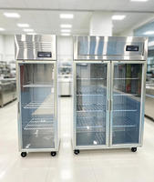 Réfrigérateur commercial à porte vitrée en acier inoxydable 304, réfrigérateur vertical à refroidissement par air pour supermarché et magasin de détail