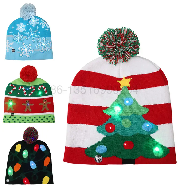 Winter Knitted Hat Xmas Festival Hat Christmas Hat Beanies With LED Flashing Light