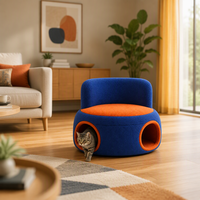Canapé-lit pour chat en peluche avec housse amovible et lavable, canapé pour animaux de compagnie pour chats d'intérieur et petits chiens, confortable et antidérapant