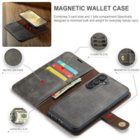 Étui portefeuille à rabat en cuir PU de luxe avec couvercle magnétique détachable pour porte-carte Samsung Galaxy S25 / S24 Ultra / Note 10 Plus