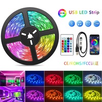 Bande Lumineuse LED Intelligente en Rouleau de 1m, 5m, 10m, 20m, 5050 Flexible RGB Colorée, avec Télécommande sans Fil 24 Touches