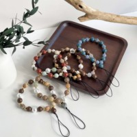 Porte-clés en pierre naturelle perlée, breloque de téléphone, bracelet de poignet en cristal d'améthyste pour aromathérapie, breloque de sac, cadeau spirituel