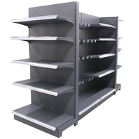 Estanterías Metálicas Resistentes de Color Negro Mate para Supermercados, Góndolas, Estantes para Tiendas de Conveniencia, Diseño CAD Integral, Certificación CE e ISO