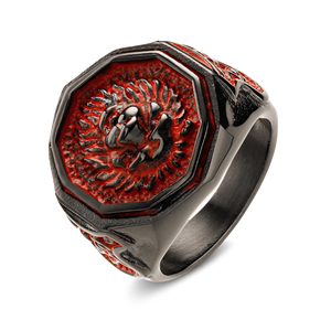 Benutzer definierte Löwenkopf form Herren Druckguss Produktion Edelstahl <span class=keywords><strong>Ring</strong></span> Schmuck Luxuriös 18 Karat vergoldet für Herren - Product Image 4