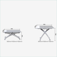 Table basse pliable en noyer, salon convertible, transformateur