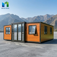 Villa conteneur préfabriquée extensible de 20 pieds, 3 chambres, bureau, bâtiment prêt à l'emploi, design moderne
