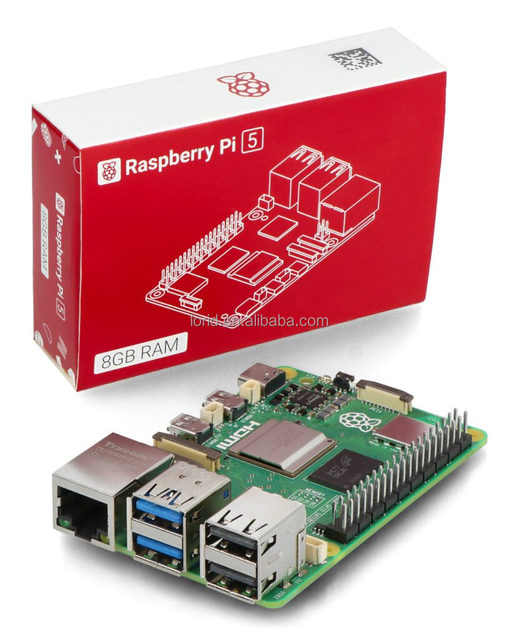 Lorida Original UK Raspberry Pi 5 Model B 8GB 64-bit Cortex-A76 2.4GHz 800MHz Development Board with 2x USB 3.0 2x USB 2.0 Ports