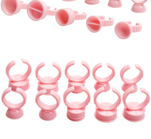 100pcs Pink Plastic Glue Rings Cup Container for Eyelash Extension Adhesive Holding - Product Image 5