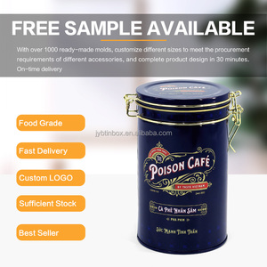 JYB - Envase <span class=keywords><strong>de</strong></span> Metal Personalizado <span class=keywords><strong>de</strong></span> Lujo con Doble Botón Hermético, Apto para Alimentos, Redondo, para Café/Dulces/Té - Product Image 3