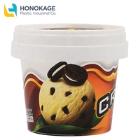 Conteneur d'emballage pour crème glacée rond de 125 ml avec impression du logo du client IML, boîte en plastique pour crème glacée