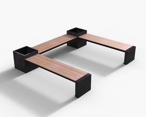 Bancs sans dossier en bois composite et acier 2026 NOUVEAU avec jardinière intégrée, design personnalisé en forme de U et en forme de <span class=keywords><strong>L</strong></span>, banc de jardin avec jardinière - Product Image 1