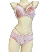 Soutien-gorge bikini sexy en velours pour femme, bonnets épais, grande taille, uni, à armatures, bretelles réglables, sans couture, avec nœud à la taille, pour adultes