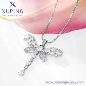 XUPING Collar de Libélula de Acero Inoxidable con Incrustaciones de Zirconia, Joyería de Moda Inspirada en la Naturaleza - Product Image 3