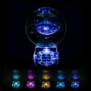 60mm Crystal Solar System Planet 3D sistema inciso al Laser sfera di cristallo con Base a LED - Product Image 5
