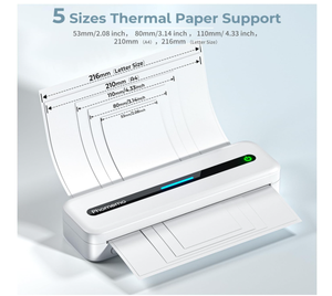Phomemo m832 Máy in di động 300dpi không dây inkless Máy in nhiệt hỗ trợ 5 loại Kích thước giấy Bluetooth Máy in di động - Product Image 3