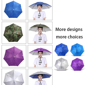 Chapeau parapluie pour la tête, protection solaire et pluie, diamètre 52-75 cm, en nylon, ouverture manuelle, pliable, pour agriculteurs - Product Image 4