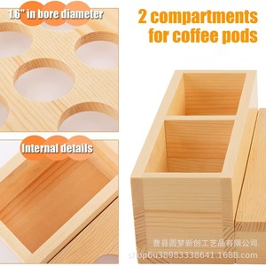Estante de almacenamiento de cápsulas de café de madera para mostrador de cafetería, estante de almacenamiento de cápsulas de café y bolsitas de té de madera, organizador de bolsitas de té. - Product Image 3