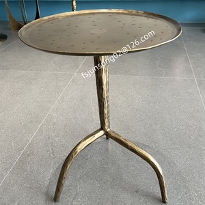JS ZGF27 classico metallo <span class=keywords><strong>mobili</strong></span> in ottone antico tavolino in ferro forgiato irregolare tre gambe piccolo tavolino da salotto - Product Image 5