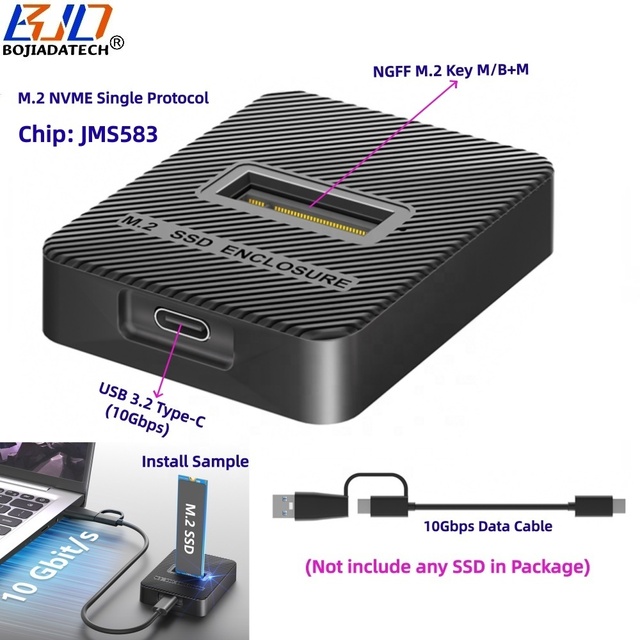 10Gbps USB 3.2 Type-C M.2 SSD Docking Station JMS583 Vertical Installation M2 NVMe SSD Enclosure Dock with Data Cable