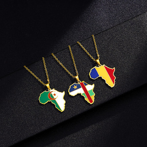 Collar con Colgante de <span class=keywords><strong>Mapa</strong></span> de África y Bandera, Oro 18K, Acero Inoxidable, Ghana, Nigeria, Congo, <span class=keywords><strong>Somalia</strong></span>, Angola, Liberia, Regalos de Joyería, Venta al Por Mayor - Product Image 4