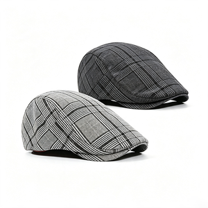 Casquette plate à carreaux pour homme, style vintage, à bord court, en tissu, pour usage quotidien et fêtes, vente en gros, personnalisation OEM ODM - Product Image 6