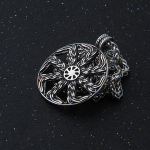 Collar Kolovrat, Joyería Pagana Vikinga Nórdica, Collar con Colgante de Rueda Solar Eslava de Acero Inoxidable - Product Image 6